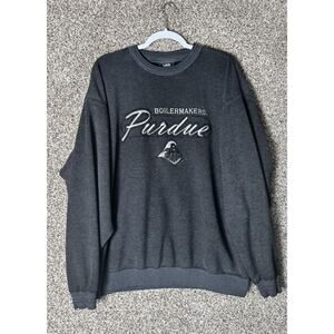 Vtg Lee Sport Purdue Boilermakers Faded Black Y2K College Grunge Sweatshirt XL